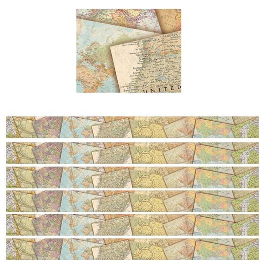 Teacher Created Resources Travel the Map Straight Border Trim, 210ft.